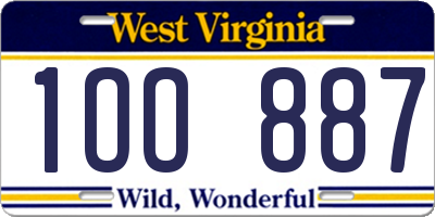 WV license plate 1OO887