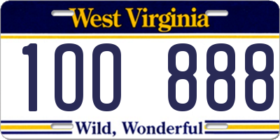 WV license plate 1OO888