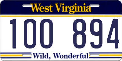WV license plate 1OO894