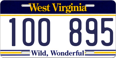 WV license plate 1OO895