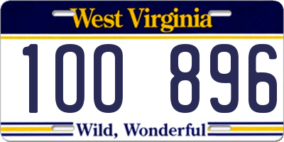 WV license plate 1OO896