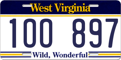 WV license plate 1OO897