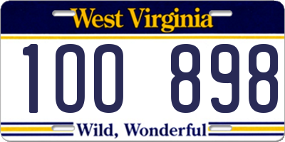 WV license plate 1OO898