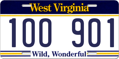 WV license plate 1OO901