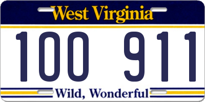 WV license plate 1OO911