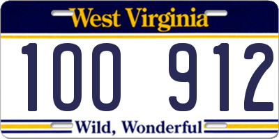 WV license plate 1OO912
