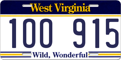 WV license plate 1OO915