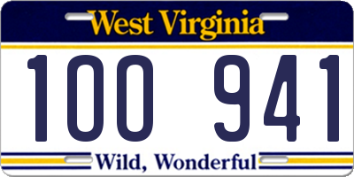 WV license plate 1OO941