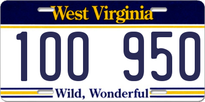 WV license plate 1OO950