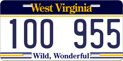 WV license plate 1OO955