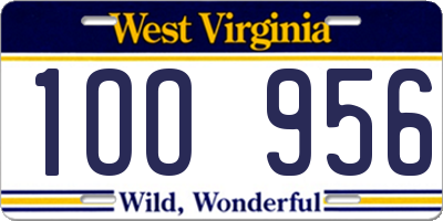 WV license plate 1OO956