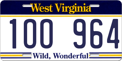 WV license plate 1OO964