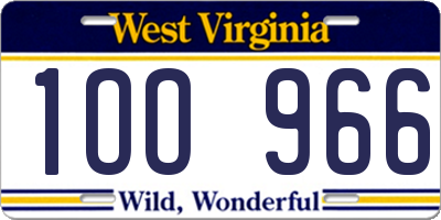WV license plate 1OO966