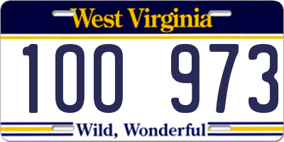 WV license plate 1OO973
