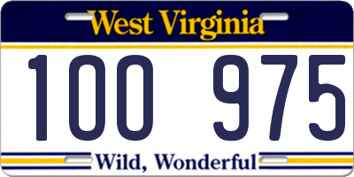 WV license plate 1OO975