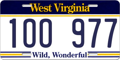 WV license plate 1OO977