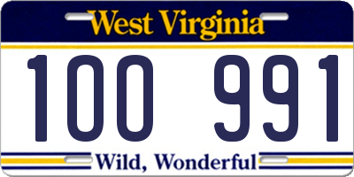 WV license plate 1OO991