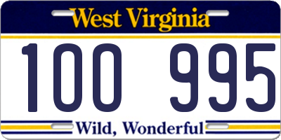 WV license plate 1OO995