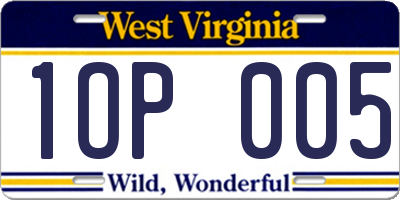 WV license plate 1OP005