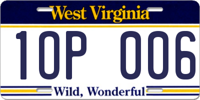 WV license plate 1OP006
