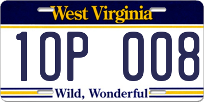 WV license plate 1OP008