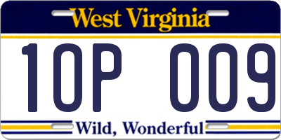 WV license plate 1OP009