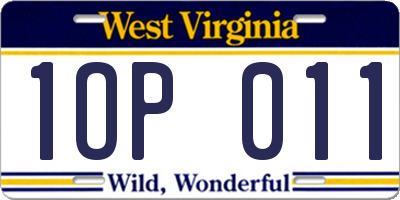 WV license plate 1OP011