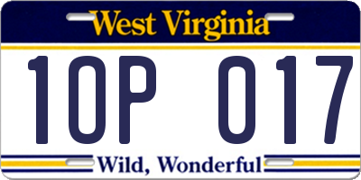 WV license plate 1OP017