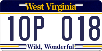 WV license plate 1OP018