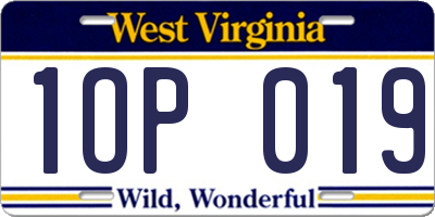 WV license plate 1OP019