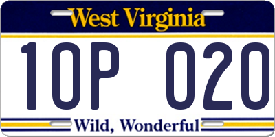 WV license plate 1OP020