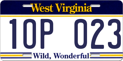 WV license plate 1OP023