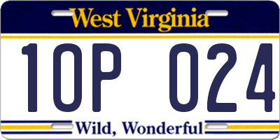 WV license plate 1OP024
