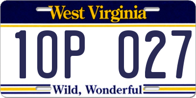 WV license plate 1OP027