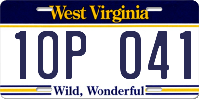 WV license plate 1OP041