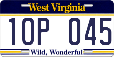 WV license plate 1OP045