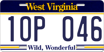 WV license plate 1OP046