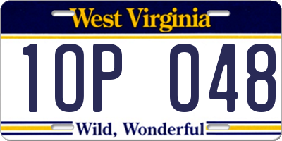 WV license plate 1OP048