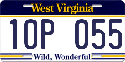 WV license plate 1OP055