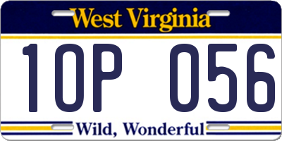 WV license plate 1OP056