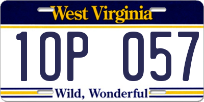 WV license plate 1OP057