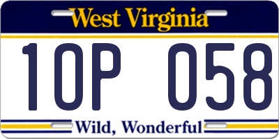 WV license plate 1OP058