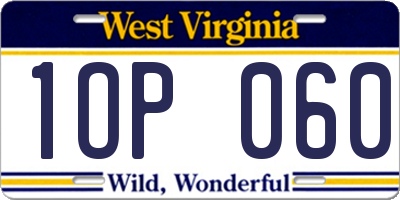 WV license plate 1OP060