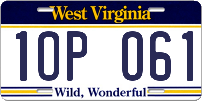 WV license plate 1OP061