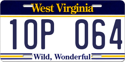 WV license plate 1OP064