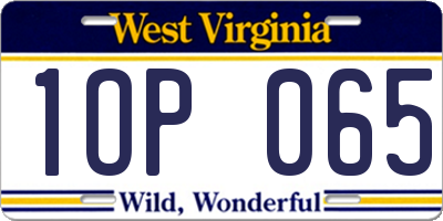 WV license plate 1OP065