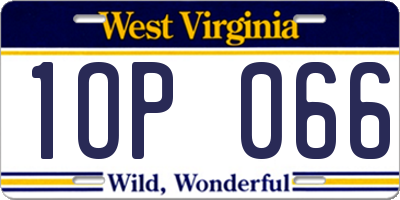 WV license plate 1OP066