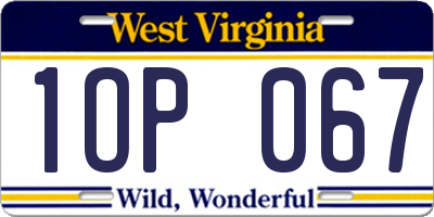 WV license plate 1OP067