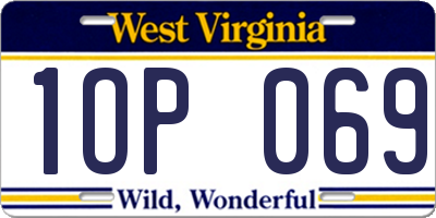 WV license plate 1OP069
