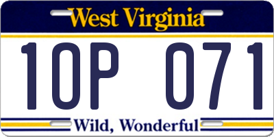 WV license plate 1OP071